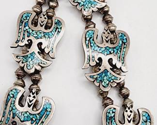 sterling squash blossom style Navajo necklace