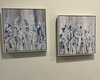 Blue Flower Art Set Of Two    $16