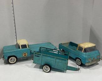 Ny-Lint vintage Ford farm trucks with trailer