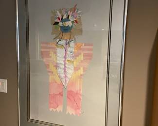 Framed mixed media artwork