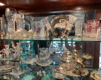 Large assortment of Victorian, English, and Italian glass pieces