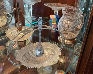 Victorian serving pieces with silver stands, sterling and glass pitchers and more!