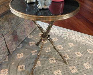 Metal and black granite side table 