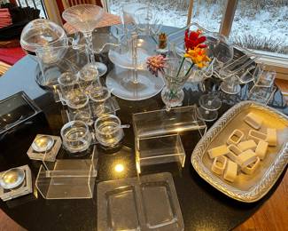 Acrylic service items:  Pesach dishes for horseradish, salt water, and more! Matza holders too :)
