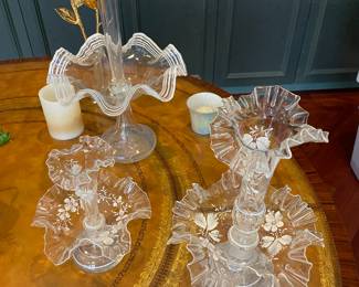 Victorian epergne - ruffled glass