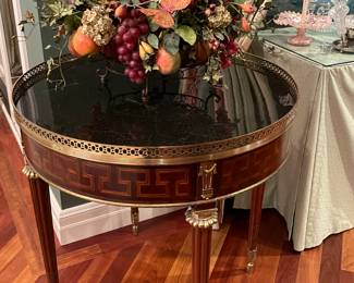 Mahogany and brass table with black granite top - excellent condition