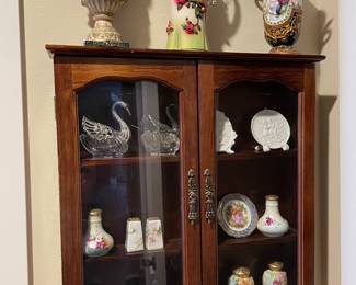 Vintage salt cellars, salt and pepper shakers, milk pitchers and more - wall case is also available