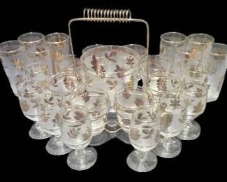 MCM Vintage Libbey Frosted Glassware ANd Cocktail Set