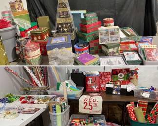Holiday Wrapping Supplies Galore Includes Cards, Boxes, Ribbons