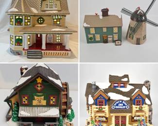 Four Original Snow Village The Doctors House Birch Run SKi Chalet, Rock Creek Mill House, Home Sweet Home House WIndmill