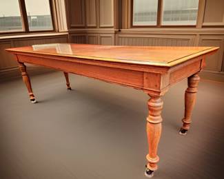 8' Long Solid Oak Library Table bid #101