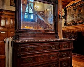 Victorian Marble Top Mirrored Dresser $650 or bid #135