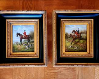 Pair Oil on Canvas, An English Hunt signed W. THOMAS bid #14