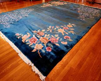 9x12 Indo-Chinese Silk Rug in Cerulean Blue $695 or bid #17