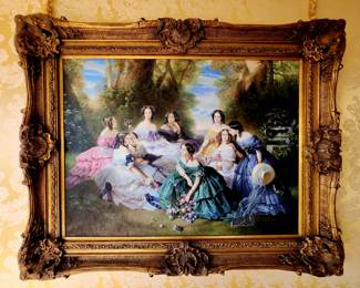 signed M.C. JEVEONS, "The Empress Eugenie Surrounded by Her Ladies in Waiting" a copy of FRANZ-XAVIER WINTERHALTER'S original,  in oil on canvas $1,795 bid #32