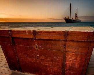 "AMERIKA" Antique Steamer Trunk $850 or bid #91