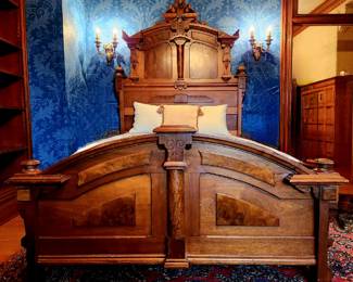 Victorian Double Bed of Burled Walnut $1,495 or bid #15