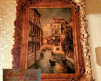 "Venice Canal" oil on canvas bid #95