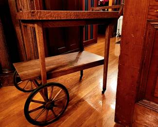 Vintage Oak Tray-Top Tea Cart bid #66