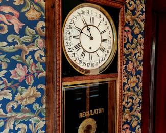Antique Regulator Wall Clock $395 or bid #82