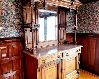 Victorian Marble Top Mirrored Sideboard $1,795 or bid #64