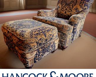 Club Chair & Ottoman by HANCOCK & MOORE $595 or bid #58