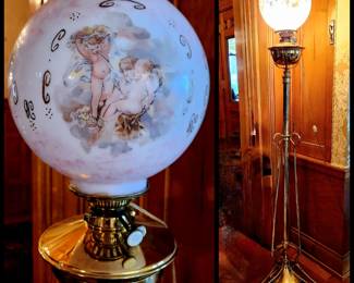 Converted ART NOUVEAU Period Kerosene Floor Lamp $325 or bid #96