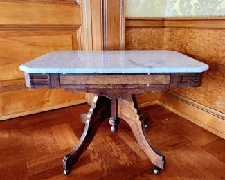Antique Victorian Eastlake Marble-Top Tea Table bid #4
