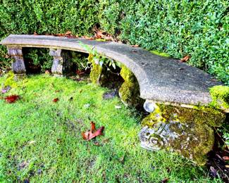 Curved Concrete Bench, Semi-Original to the property $595 or bid #175