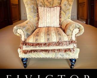 Custom Upholstered Channel-Back Arm Chair by E.J. Victor $550 or bid #60