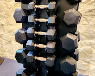 Racked Set of Rubber Dumbells bid #230