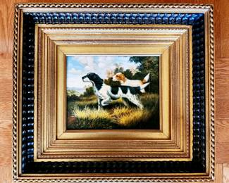 J. HUFF oil on canvas, Bird Dogs bid #13