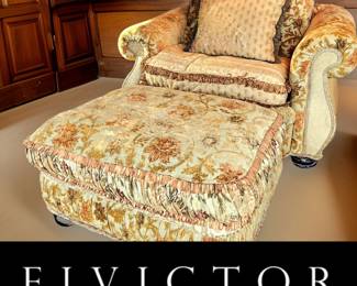 Custom Upholstered Club Chair and Ottoman by E.J. Victor $495 or bid #61