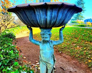 Oxidized Cherub Carrying Bird Bath $695 or bid #115