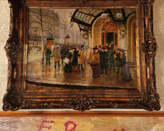 F. ROSSETTI "Parisian Street Scene" oil on canvas $1,295 or bid #94