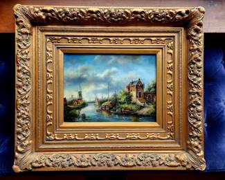 Dutch River Scene, oil on board, signed Humphrey bid #12
