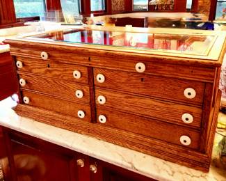 Vintage Oak Spool Cabinet $325 or bid #154