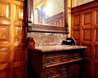 Victorian Marble Top Mirrored Dresser $495 or bid #136