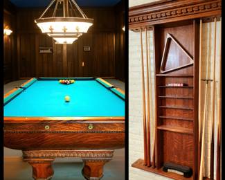 ca. 1900 Antique Brunswick Pool Table of Quarter-Sawn Oak $4,995 or bid #35