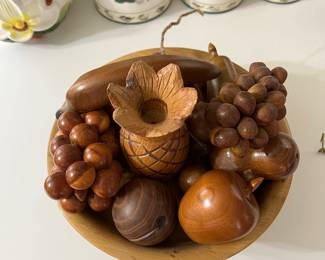 Wooden Fruit in a Myrtle wood bowl