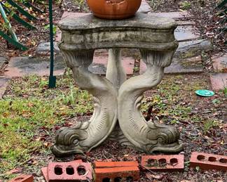 Outdoor statuary; bricks; Fall/Halloween decor