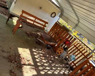 Wooden bench and fencing