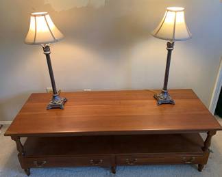 Empire Coffee Table And Two Lamps 