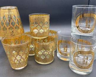 Vintage Culver Glasses with 22Karat Gold Valencia Design
