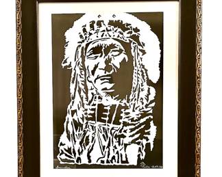 Native American Chief, Acrylic Painting, Hand Signed
