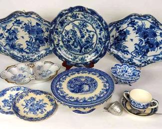 Victorian Style Blue And White Table And Wall Decor