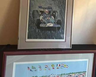 Randy Owens Signed Daytona, 24 Hours Jackie Stewart Auto Racing Prints