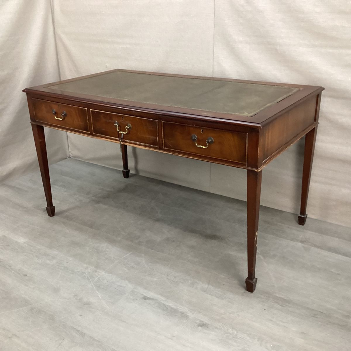 Mahogany Leather-Topped Desk