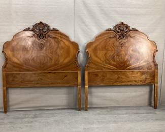 French Carved Walnut Twin Headboards
