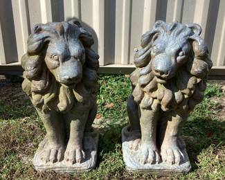 Pair 17" Concrete Lions